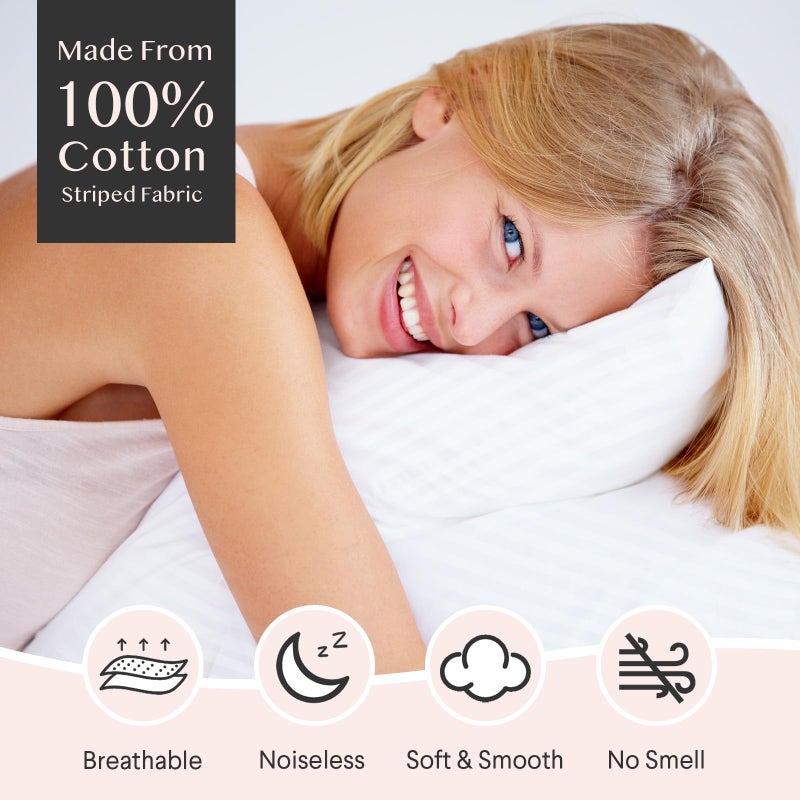 FAUNNA 600TC 100% Cotton Pillow Protectors, Standard Size (20x26), 2 Pack, Oeko-TEX Certified, Hotel Grade Pillow Cover with Silent Zipper, Zip Up Pillow Cases, White - Image 3